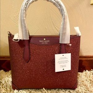 NWT Kate spade shimmy glitter Lola satchel in deep nova with crossbody strap